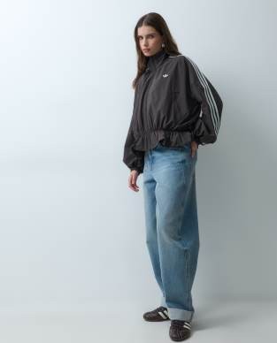 adidas Originals Blousy Oversized Firebird track top in night brown