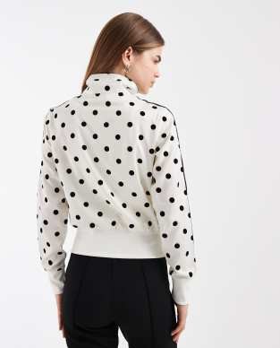 adidas Originals Firebird polka dot track top in off white and black