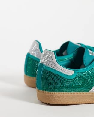 adidas Originals Samba OG sneakers in green and silver rhinestone