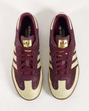 adidas Originals Samba OG sneakers in burgundy and warm vanilla rhinestone