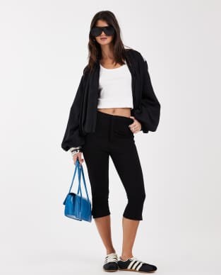 adidas Originals satin pleated track top in black