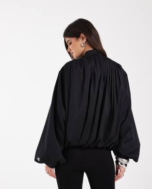adidas Originals satin pleated track top in black