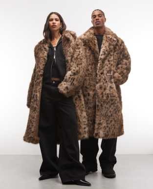 Reclaimed Vintage unisex faux fur maxi coat in soft tiger print