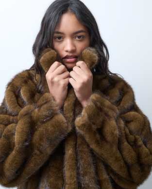 Reclaimed Vintage unisex faux fur maxi coat in brown texture