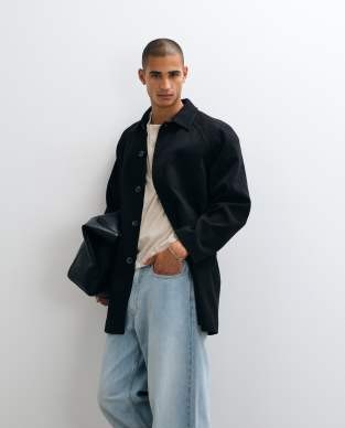 ASOS DESIGN wool look coat in black