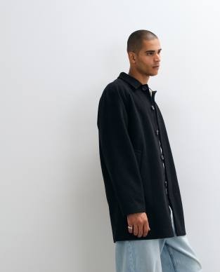 ASOS DESIGN wool look coat in black