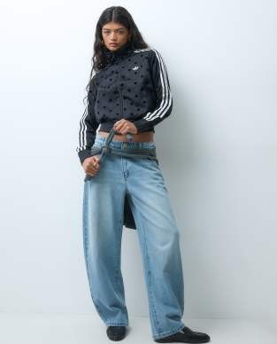 adidas Originals Firebird polka dot track top in black