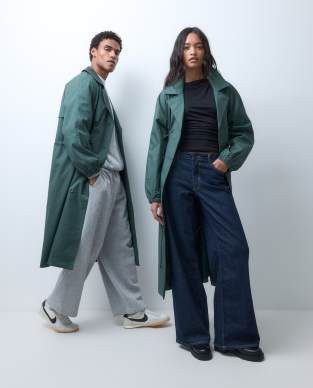 Reclaimed Vintage unisex oversized trench coat with cinched detail in green