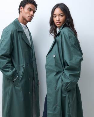Reclaimed Vintage unisex oversized trench coat with cinched detail in green