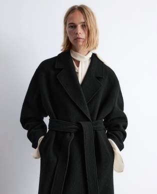 & Other Stories belted wool coat in black